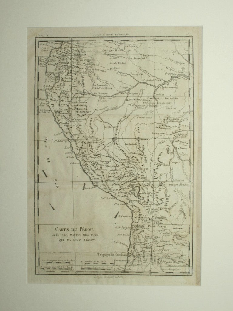Carte du Perou avec une partie des pays qui en sont a l'est - Analyse succincte de L'atlas dressé