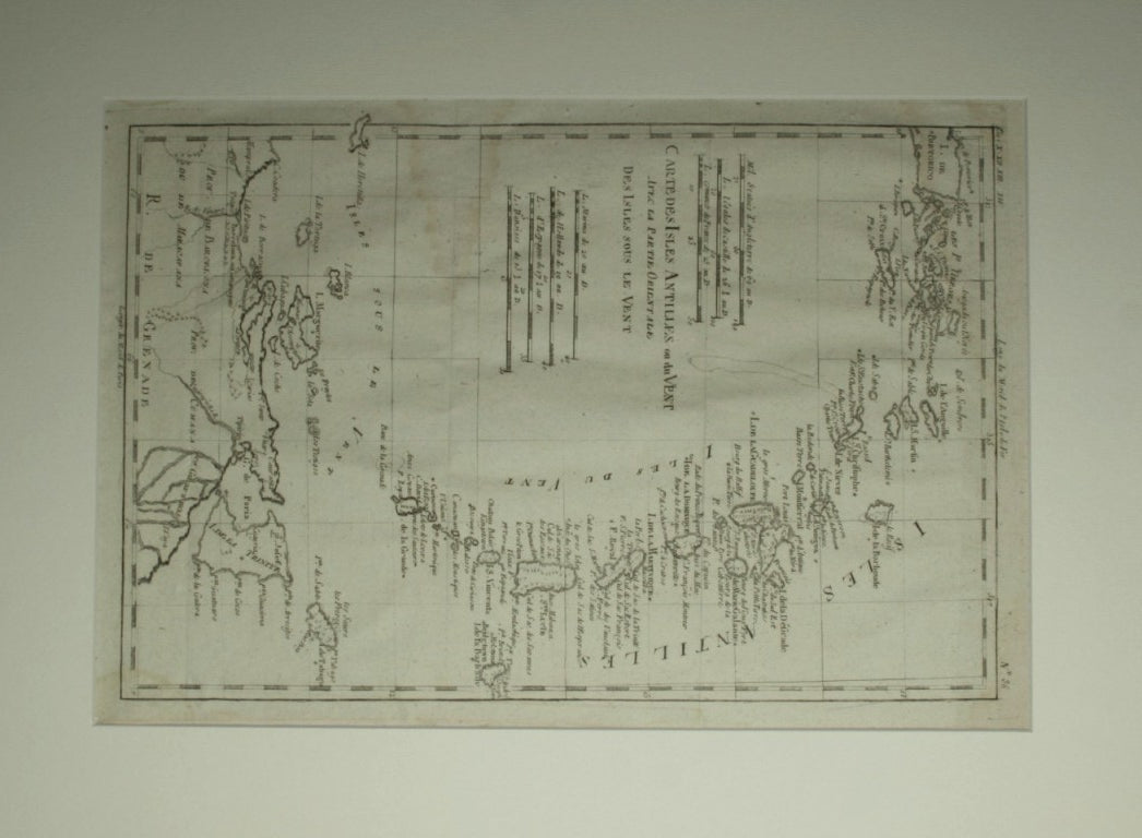 Carte des Isles Antilles ou du Vent avec la partie orientale des Isles sous le Vent - Analyse succincte de L'atlas dressé