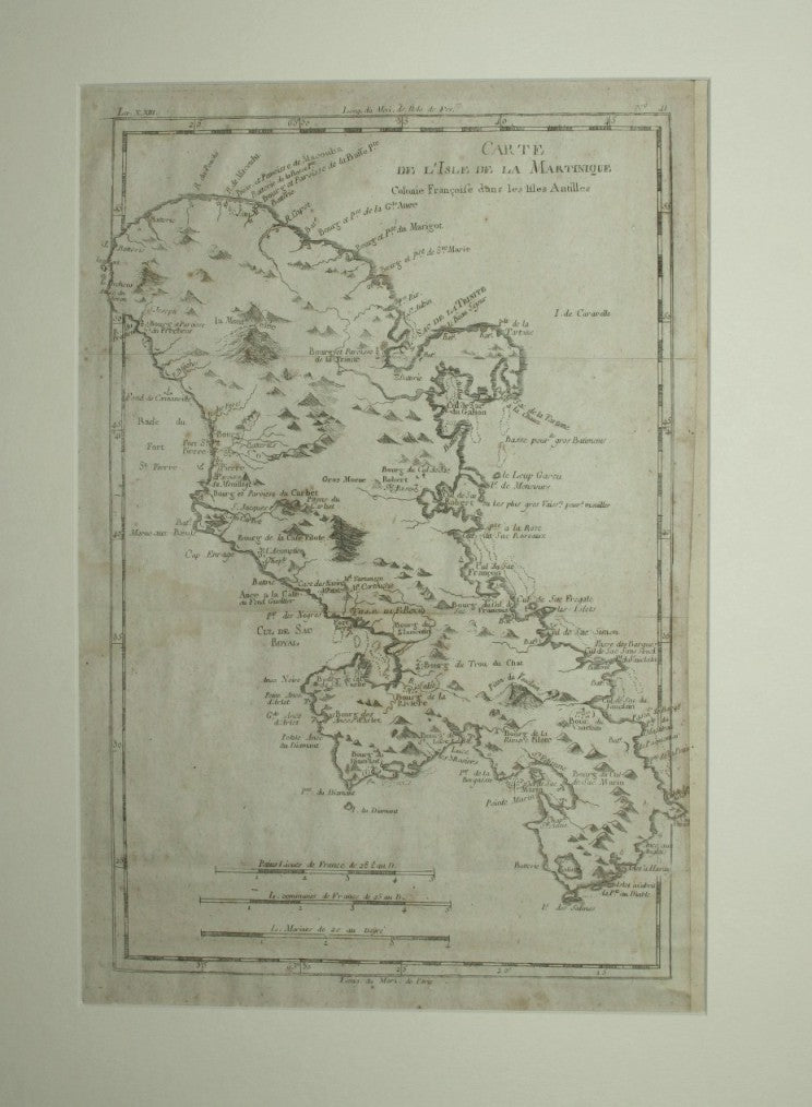 Carte de l'Isle de la Martinique French colonies dans les Isles Antilles - Analice succincte de L'atlas dressé