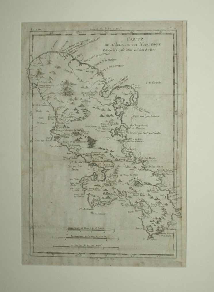 Carte de l'Isle de la Martinique colonie francoise dans les Isles Antilles - Analyse succincte de L'atlas dressé