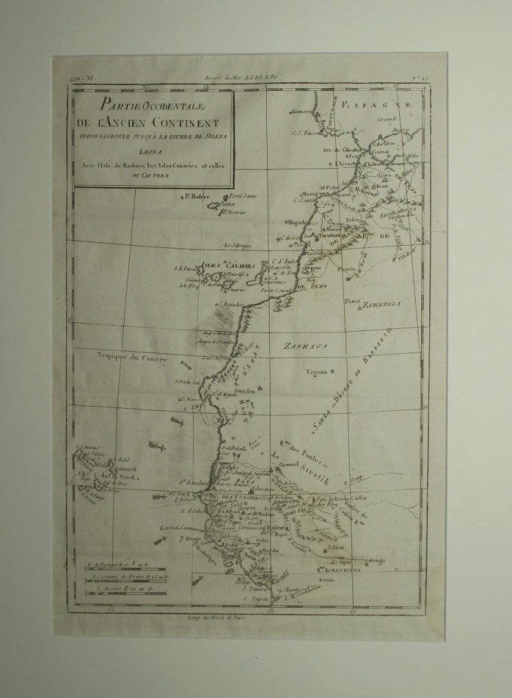 Partie occidentale de l'Ancien Continent depuis Lisbonne jusqua la Riviere de Sierra Leona avec l'Isle de Madere, les Isles Canaries et celles du Cap Verd - Analyse succincte de L'atlas dressé