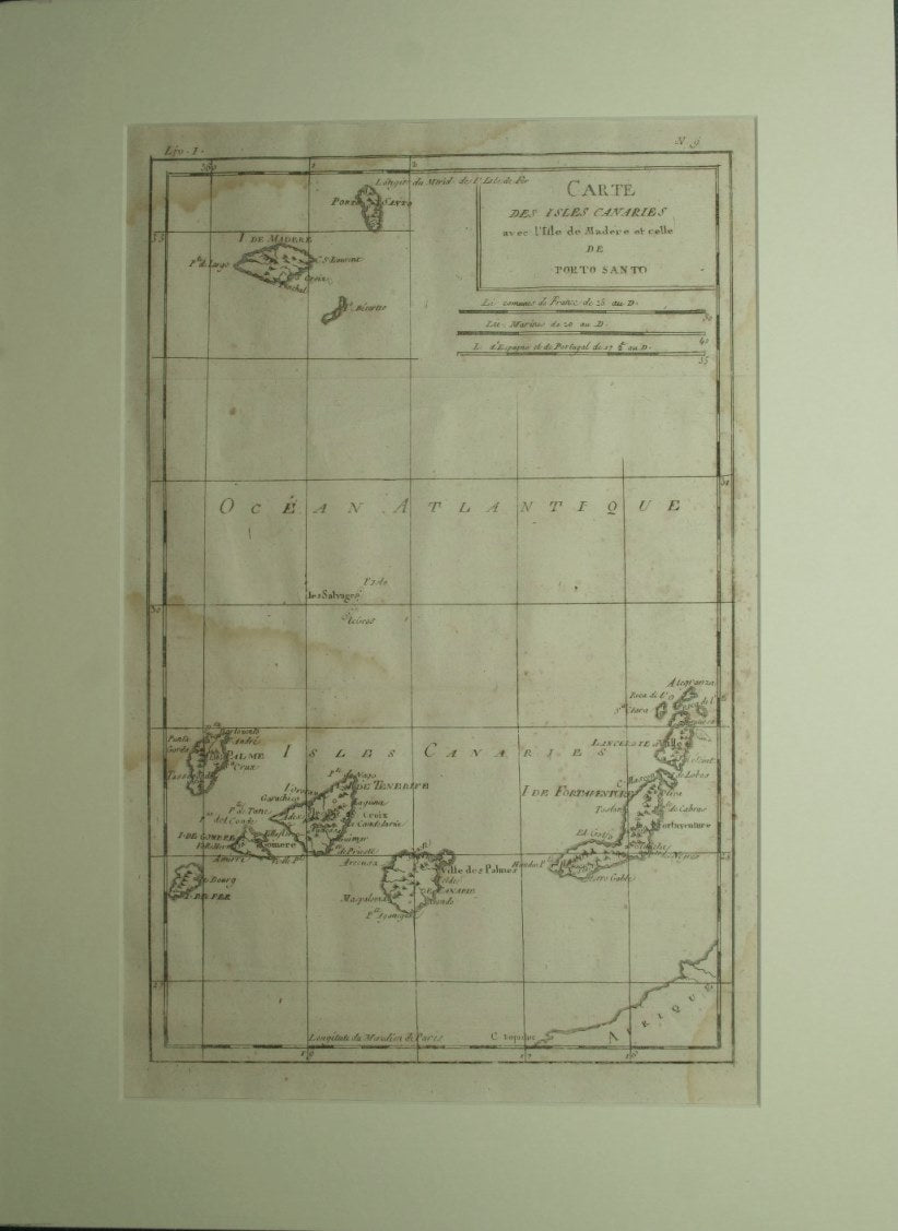Carte des Isles Canaries avec l'Isle de Madere et celle de Porto Santo - Analyse succincte de L'atlas dressé
