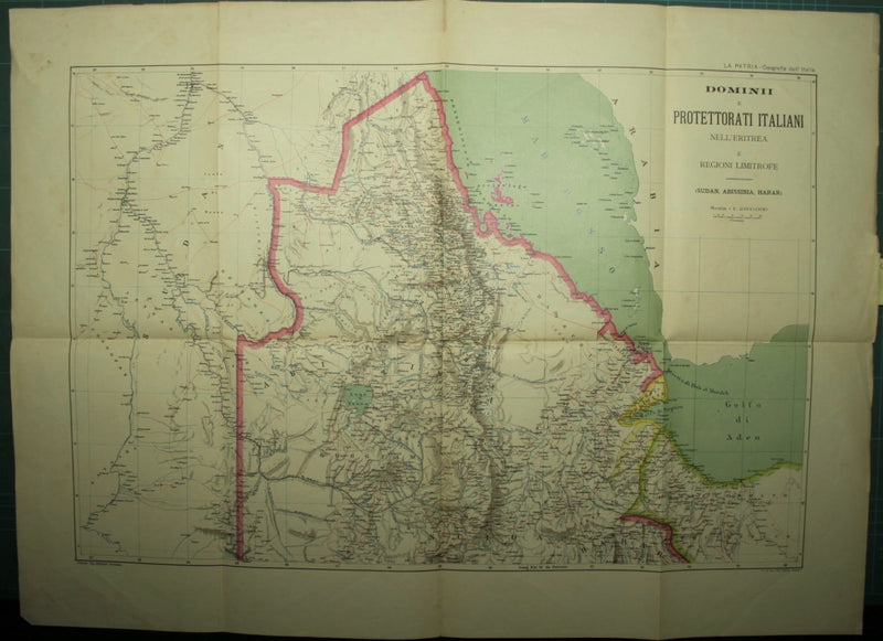 Domini e protettorati italiani nell'Eritrea e regioni limitrofe (Sudan, Abissinia, Harar). Scala 1:2.600.000