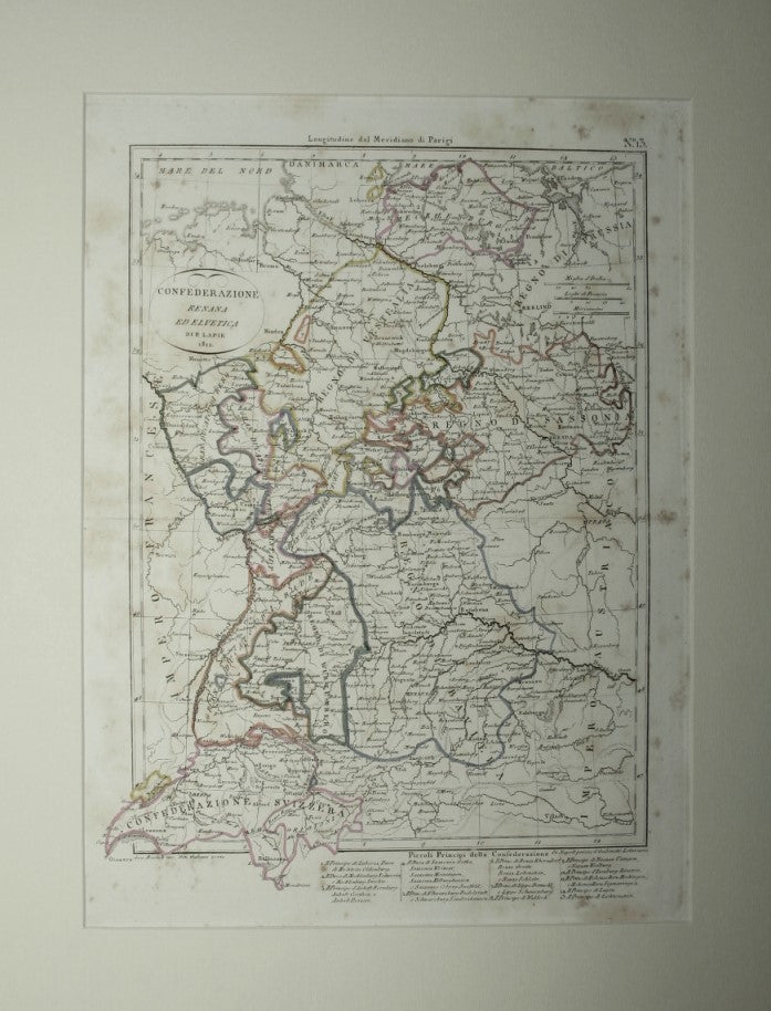 Atlante Universale portatile - Carta della Confederazione Renana ed Elvetica di P. Lapie