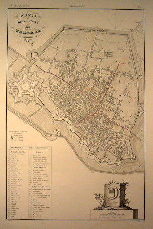 Mapa de la ciudad de Ferrara