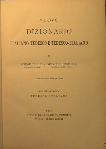 Nuovo dizionario italiano - tedesco e tedesco - italiano