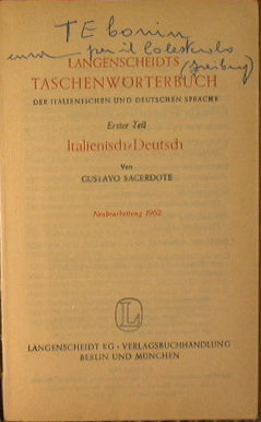 Pocket dictionary of Italian and German (Taschenworterbuch der italienischen und deutschen sprache)