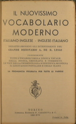 Il nuovissimo vocabolario moderno italiano - inglese, inglese - italiano