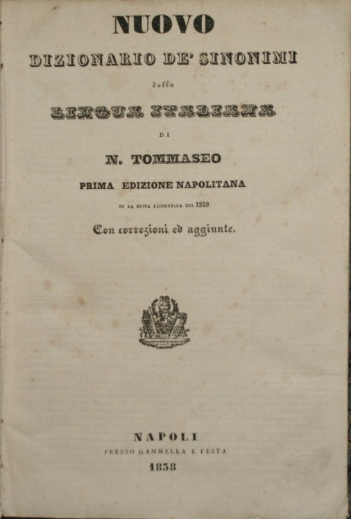 Nuevo diccionario de sinónimos de la lengua italiana.