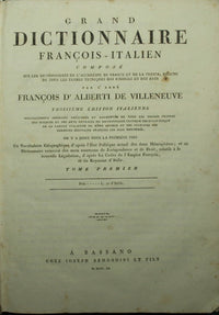 Gran diccionario francoise-italiano. Vol. yo