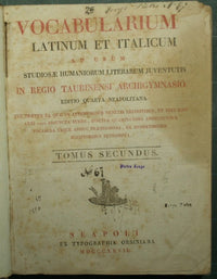 Vocabulario italiano-latín; Vocabulario latino y italicum.