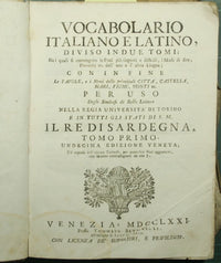 Vocabolario italiano e latino, diviso in due tomi - Vol. I