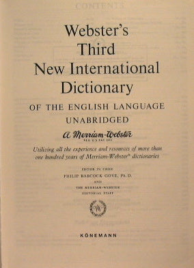 Webster's Third New International Dictionary of the English Language Unabridged