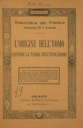 L'orige dell'Uomo secondo la Teoria dell'Evoluzione