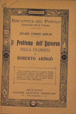 Il Problema dell'Universo nella Filosofia di Roberto Ardigò