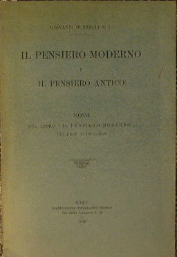 Il pensiero moderno e i pensiero antico