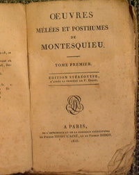 Ouvres de montesquieu: ouvres melees et posthumes (tomi I e II) - de l'esprit de lois (tomi III - IV)