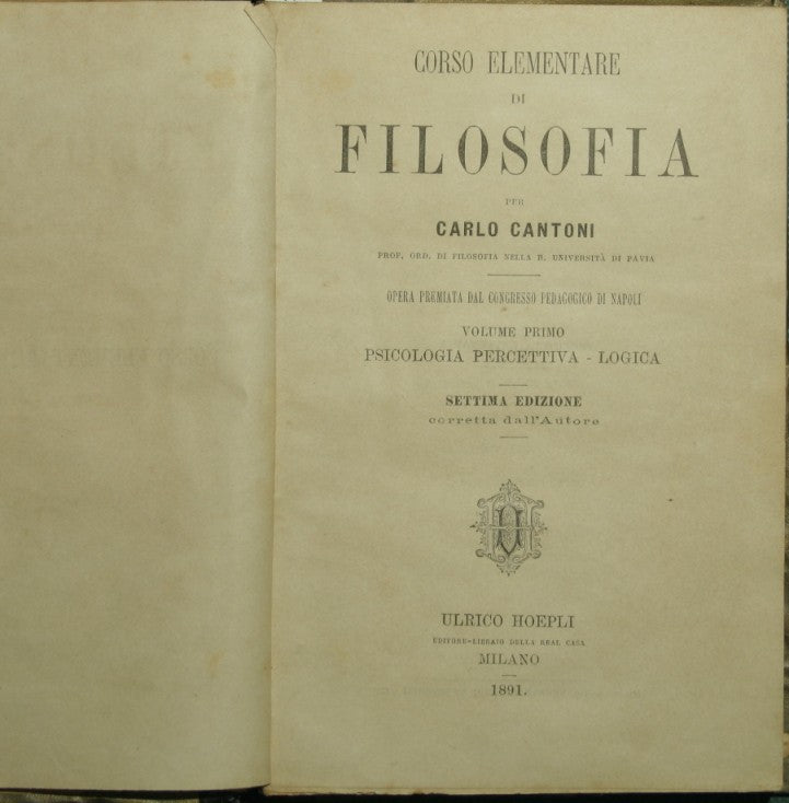 Corso elementare di filosofia. Vol. I