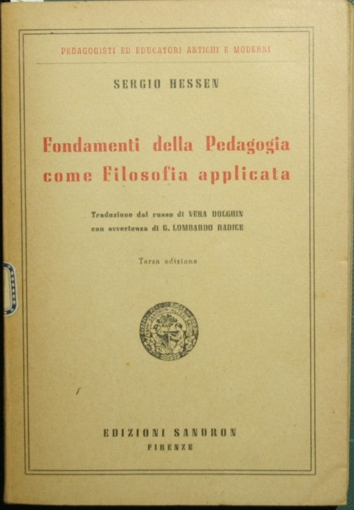 Fondamenti della pedagogia come filosofia applicata