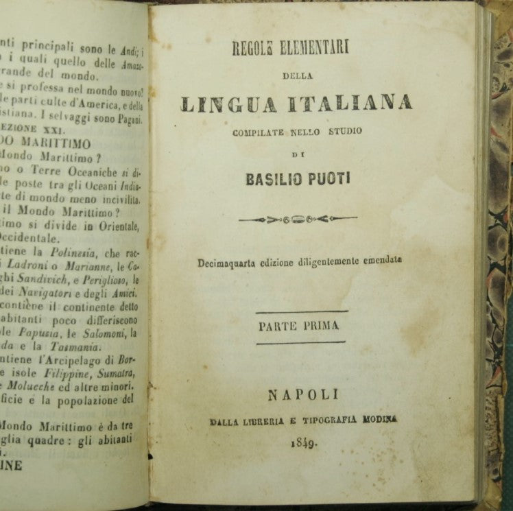 Compendio della grammatica italiana - Regole elementari della lingua italiana