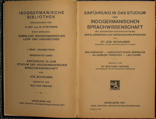 Einfuhrung in das Studium der indogermanischen Sprachwissenschaft, kit besonderer Berucksichtigung der klassischen und germanischen Sprachen.