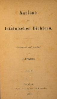 Auslese aus lateinischen dichtern unito a Die romische elegie unito a Anthologie aus den lyrikern der griechen unito a Anthologie aus den lyrikern der griechen