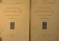 Archivum Romanicum.Nuova Rivista di Filologia Romanza diretta da Giulio Bertoni.