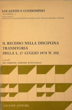 Il recesso nella disciplina transitoria della L. 27 luglio 1978 N. 392