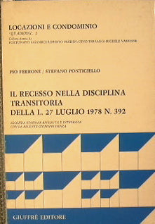 Il recesso nella disciplina transitoria della L. 27 luglio 1978 n. 392