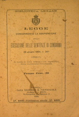 Legge concernente la sospensione della esecuzione delle sentenze di condanna