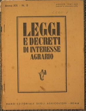 Leggi e decreti di interesse agrario