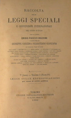 Colección de leyes especiales y convenios internacionales del Reino de Italia