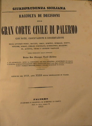 Collection of decisions of the great civil court of Palermo