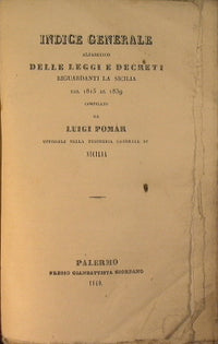 Índice alfabético general de leyes y decretos relativos a Sicilia de 1815 a 1839