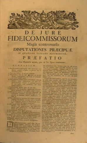 De jure fideicommissorum magis controverso disputationes praecipuae in quatuor titulos distributae,