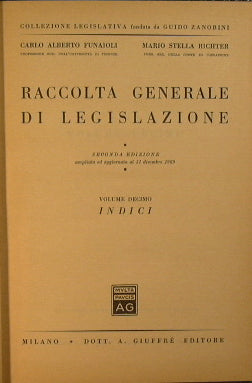 Raccolta generale di legislazione - Volume decimo - Indici