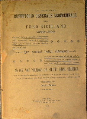 Repertorio general sexenal del Colegio de Abogados de Sicilia (Vol III)