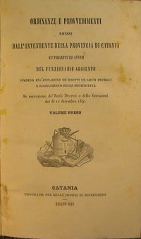 Ordinances and measures issued by the superintendent of the Province of Catania on projects and notices of the deputy official..