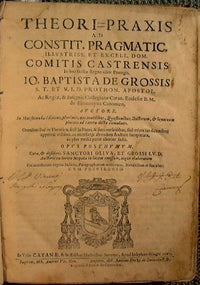Theori praxis ad constitutiones pragmaticales illustriss. Et excell. Dom. Comitis castrensisi in hoc regno siciliae olim proregis unito a Flos legalis episcopi potestatem in immunitate ecclesiastica..