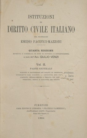 Istituzioni di diritto civile italiano. Voll. II, III, IV, V