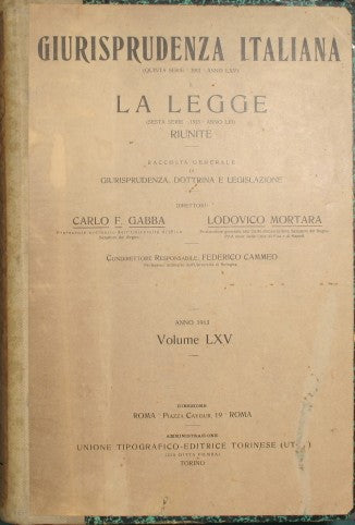Giurisprudenza italiana e La legge. Vol. LXV - Anno 1913