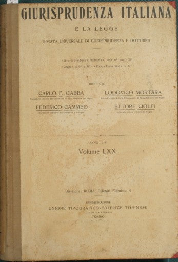 La jurisprudencia italiana y el derecho. Vol. LXX - Año 1918