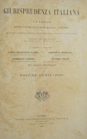 La jurisprudencia italiana y el derecho. Vol. LXXII - Año 1920