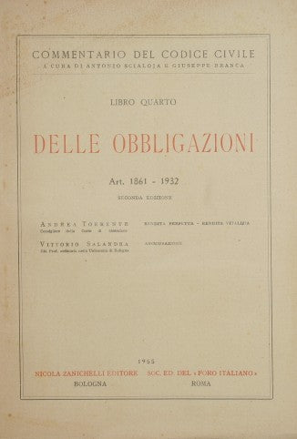 Commentario del Codice Civile. Libro IV - Delle obbligazioni. (Art. 1861-1932)