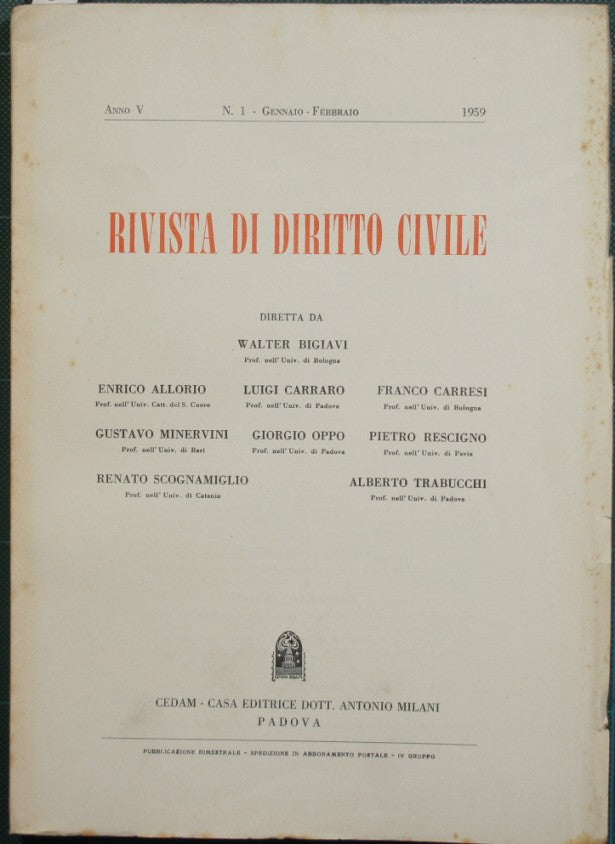 Revista de Derecho Civil. Año V - 1959. N° 1 (enero-febrero), 2 (marzo-abril), 6 (noviembre-diciembre)