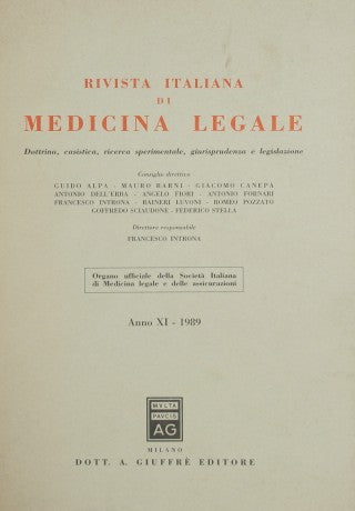 Rivista italiana di medicina legale. Anno XI, 1989