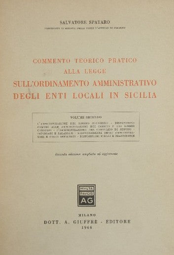 Commento teorico pratico alla legge sull'ordinamento amministrativo degli enti locali in Sicilia