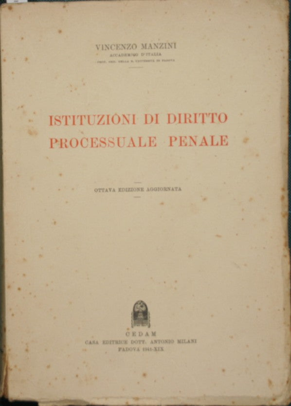 Istituzioni di diritto processuale penale