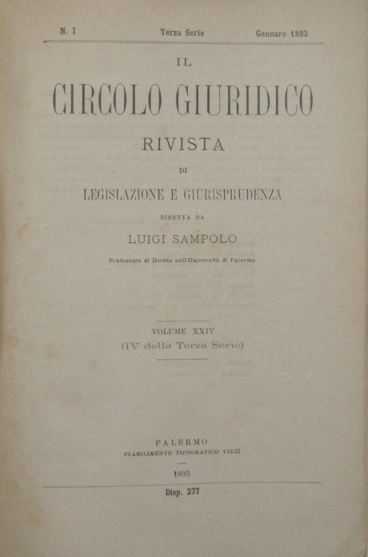 Il circolo giuridico. Anno XXIV -  Vol. XXIV