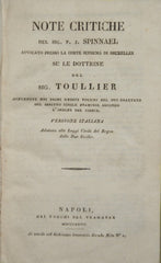 Note critiche su le dottrine del Sig. Toullier contenute nei primi undeci volumi del suo trattato del diritto civile francese secondo l'ordine del codice